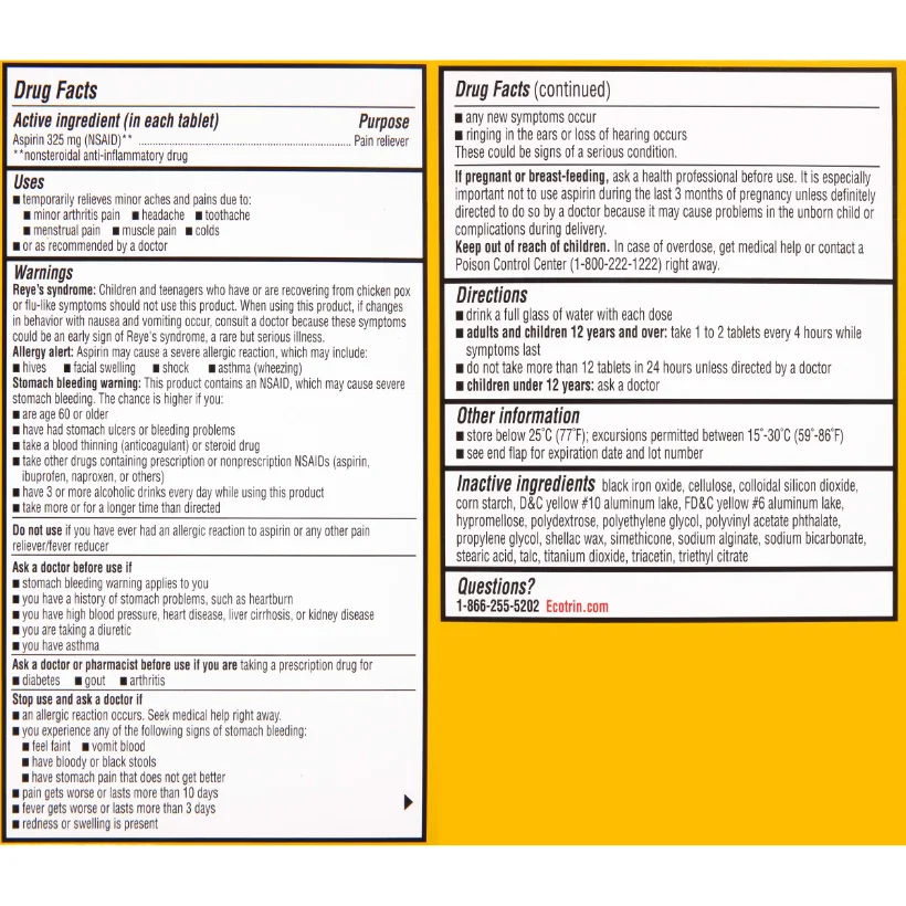 Regular Strength 325 mg, 300 tablets, the Drug Facts panel and pack views